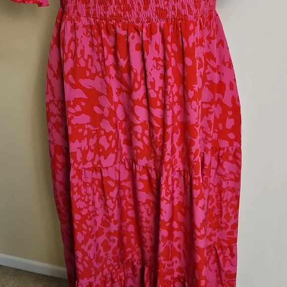 Pink and Red Short Sleeve Maxi Dress Size Extra Large - Picture 3 of 8